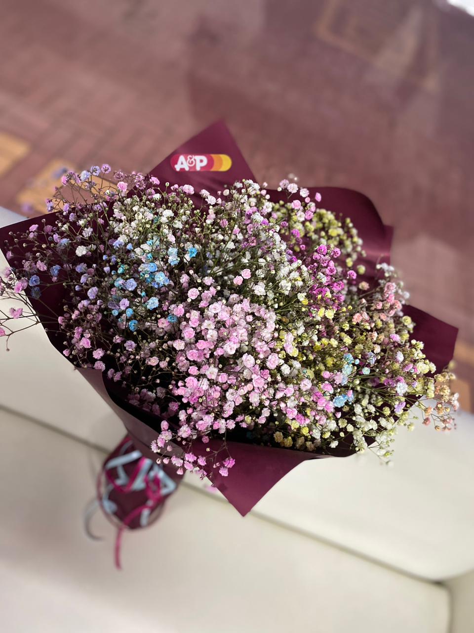 Радужная гипсофила 7 штук в букете